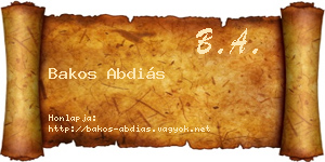 Bakos Abdiás névjegykártya
